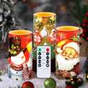 Retisee 3 Pcs Christmas Flameless Candles with Remote Timer Real Wax LED Flickering Pillar Candle White Cold Light Battery Operated for Home Window Xmas Gift Winter Holiday Decor(Red Green)