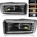 Daikokuya LED Fog Lights Assembly for Chevy 2007-2015 Silverado,2007-2013 Avalanche,2007-2020 Tahoe,2007-2015 Suburban Daytime Running Light Turn Signal for Chevrolet 1 Pair Fog Lamps