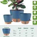 12/10/8 inch Plant Pots, Large Plastic Self-Watering Planters with Drainage Holes, Deep Reservoir, Water Level Indicator, Modern Decorative Flower Pots for Indoor/Outdoor Plants (Navy Blue, 12/10/8)