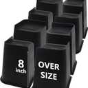 Bed Risers 8 inch Heavy Duty, 8 Pack Oversized Furniture Risers | Black Bed Lifts Risers for Table, Chair, Couch, Desk, Bed Frame Risers Supports Up to 6,500 Lbs
