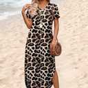 WIHOLL Women's Summer Short Sleeve Dresses Maxi Dress Vacation Beach Sundresses 2026 with Pockets (M)