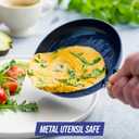 Blue Diamond Mini Egg Frying Pan Skillet, Diamond Infused Healthy Ceramic Nonstick, PFAS and PFOA-Free, Dishwasher and Oven Safe, Even Heating, Metal Utensil Safe, Warp Control Base, Blue