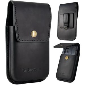 TarbicGear Leather Cell Phone Holster for Men, Universal Leather Phone Case Waist, iPhone 16 Pro Max Belt Holder, S23 Ultra Belt Clip Pouch, Phone Case for Work, Black TarbicGear Leather Cell Phone Holster for Men, Universal Leather Phone Case Waist, iPhone 16 Pro Max Belt Holder, S23 Ultra Belt Clip Pouch, Phone Case for Work, Black