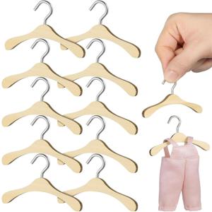iplusmile 10pcs Wooden Doll Hangers, 2.95 Inch Mini Clothes Hangers for Doll Closet, Dollhouse Wardrobe Accessories, Clothing Storage and Display (7.5CM - 10 Pack)