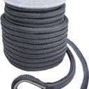 NovelBee 1 Inch x 150 Feet Boat Anchor Rope,Double Braid Nylon Anchor Line with Stainless Steel Thimble,Heavy Duty Mooring Rope for Anchor and Boat (Grey)