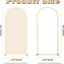 6FT Wedding Arch Backdrop Stand and Beige Arch Cover, Beige Spandex Fitted Backdrop Cover and Gold Wedding Arch Frame for Birthday Party Wedding Ceremony Bridal Baby Shower, Parties Decoration