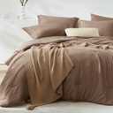 Oversized King Comforter Set-3 Pieces Soft Comforter Size Bedding | All Seasons Prewashed Cozy Down Alternative Lightweight Comforter Sets with 2 Pillow Shams, Brown