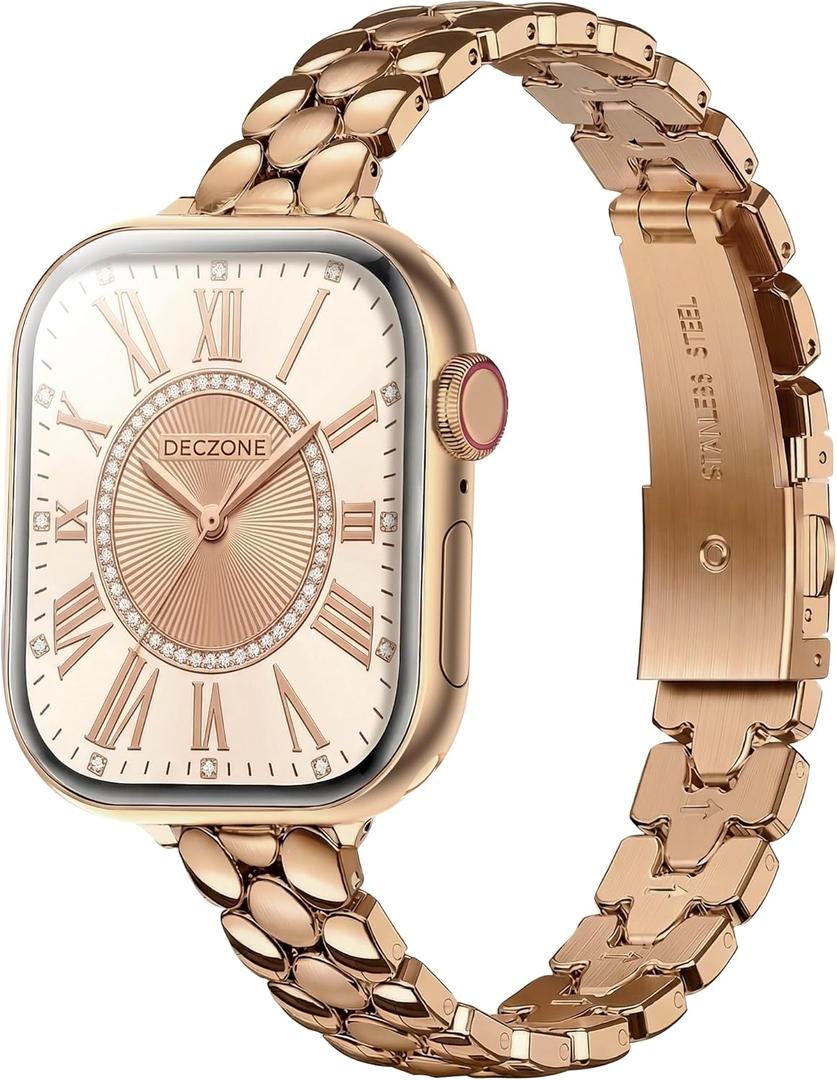 Narrow Metal Band Compatible with Apple Watch Bands 38mm 40mm 41mm 42mm 44mm 45mm 46mm 49mm, iwatch Thin Stainless Steel Bands Series 11 10 9 8 7 6 5 4 3 2 1 SE Ultra for Women