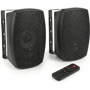 6.5 Inch Wall Mounted Bluetooth 5.4 Speakers, Peak 400W Indoor/Outdoor Waterproof Multi-Sync 200 Speakers/Auto-Pairing Auracast/Remote Control, 120 FT Range for Patio/Garage/Home (NO MIC,Black, Pair)