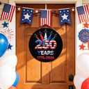 250 Anniversary USA Decoration Wooden Door Sign US 250th Anniversary Wreath for Front Door Wall Signs Decor for 4th of July Home Decor Outdoor Indoor Party Supply