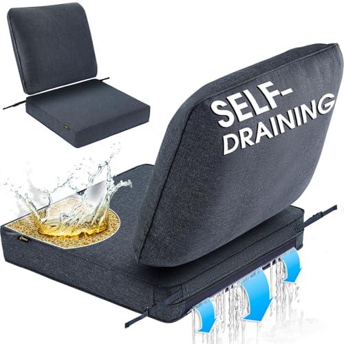SUNROX 1 Pack Outdoor Chair Cushions Waterproof & Fade Shield Patio Furniture Cushions, All-Weather Quick-Dry Deep Seat Cushions with Dry Mesh Drainage Replacement Cushion for Sofa Couch, 22x24 Inch
