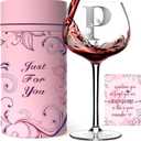Personalized Monogram Gifts for Women - Customized Initial A-Z Wine Glass, Unique Birthday Wine Gifts for Friend, Her, Mom, Wife, Sister, Daughter - 16oz Elegant Custom Stemmed Glassware (Letter P)