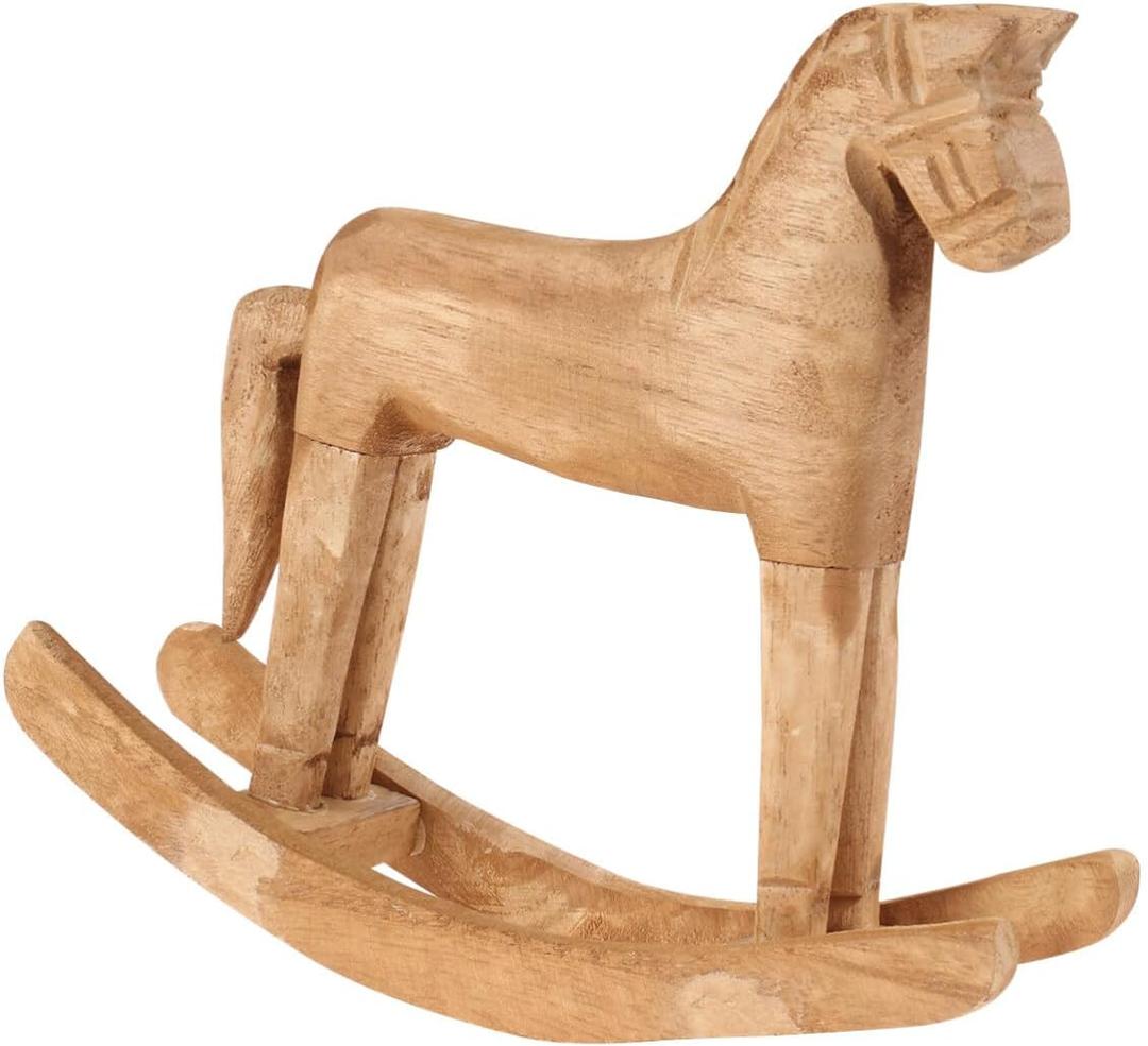 VOSAREA 18x6x18cm Wooden Rocking Horse Table Decoration Craft Home Art Furnishing