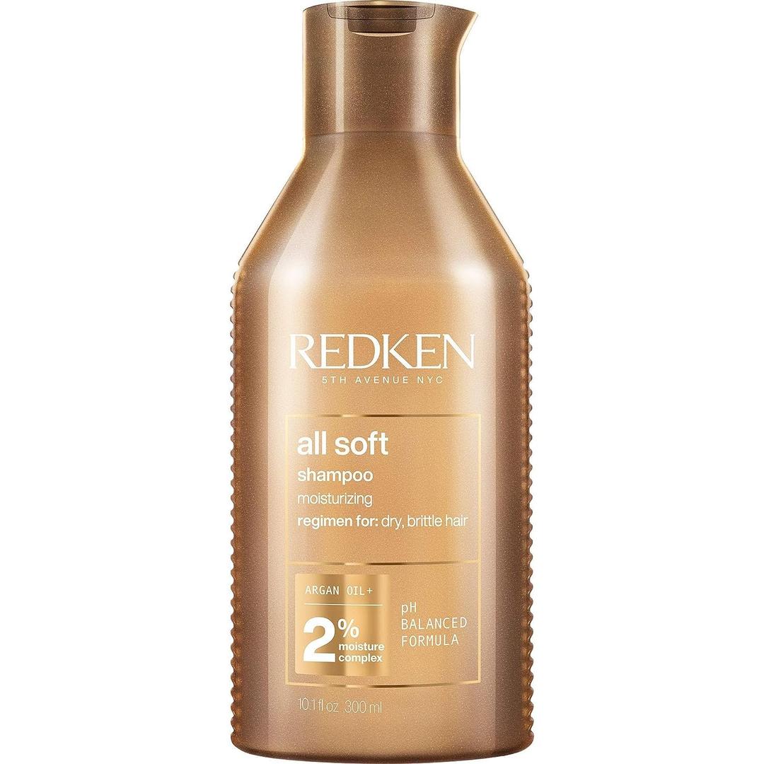 Redken All Soft Shampoo - Moisturizes & Hydrates Dry, Brittle Hair, Gently Cleanses and Softens, With Argan Oil, Safe For Color-Treated Hair (10.1 Fl Oz, Pack of 1)