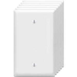 Blank Wall Plates 1-Gang blank Switch Outlet Electrical Cover Plate Unbreakable Thermoplastic Faceplate for Light Receptacle Outlet Switch, White (6 Pack)