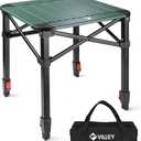 VILLEY Folding Camping Square Table with Carry Bag, Lightweight Aluminum Adjustable Square Table for Outdoor, Camping, Picnic, Backyards, BBQ (L, Green)