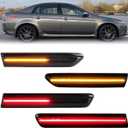 Dynamic Amber Red LED Side Marker Lights for Acura TL 2004 2005 2006 2007 2008 Front Rear Smoked Lens Fender Bumper Sequential Indicator Lamps Assembly, Replace OEM 33850SEPA01
