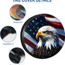 RV Spare Tire Cover with American Eagle USA Flag, Trailer Tire Covers PVC Leather for Truck SUV Wrangler Camper Vehicle Wheel Cover Waterproof Sun Dust Protection 17 inch