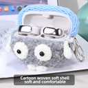 2 x Plush Case Cover Compatible with Bose Ultra Open (2024) Handmade Knitted Cartoon Creative Funny Cute Earbuds Headphone Cases (HuiS-XN+Sky Blue,for Bose Ultra Open (2024))