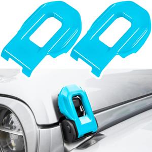 Hood Latch Lock Catch Brackets Cover for 2018-2024 Jeep Wrangler JL JLU Unlimited Sports Freedom Sahara Rubicon Gladiator JT 2-Door & 4-Door Exterior Accessories Decoration (Light Blue 2PCS)