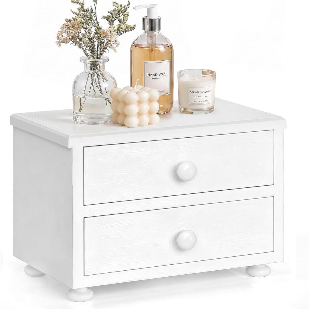 Bathroom Organizers and Storage with Drawers, Wooden Bathroom Counter Organizer, Farmhouse Vanity Organizer, Skincare & Makeup Organizers, Storage Cabinet for Bathroom Decor, Kitchen Coffee Station