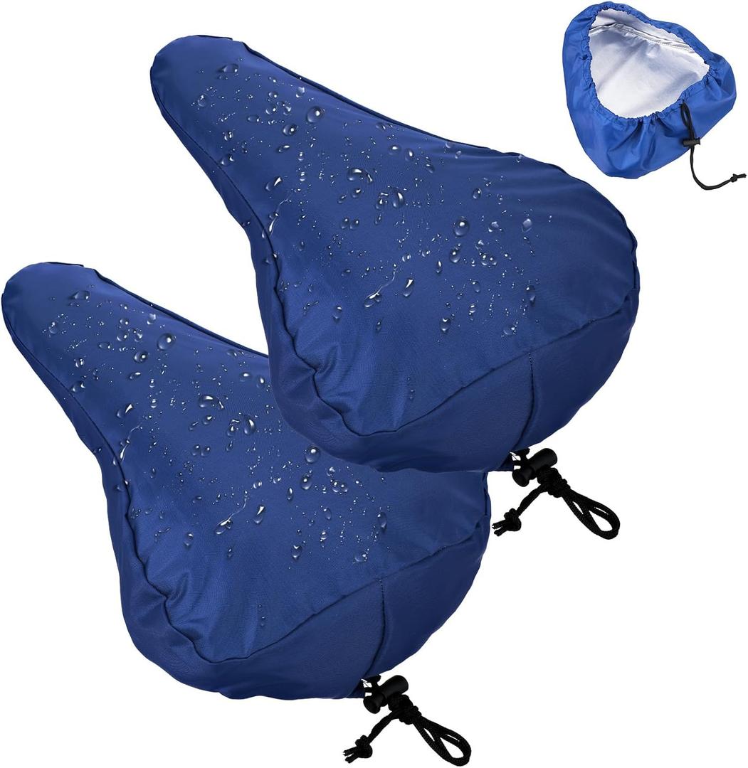 2 Pcs Bike Seat Rain Cover Bicycle Seat Cover Waterproof Blue Bike Seats Cushion Covers with Elastic Outdoor for Bicycles E-Bikes Unisex