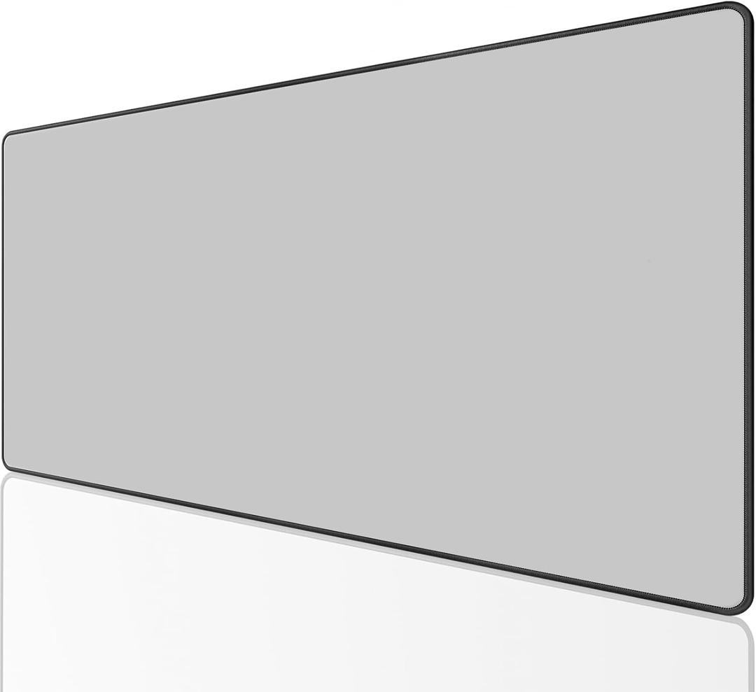 KTRIO Large Gaming Mouse Pad Desk Mat, Superior Micro-Weave Cloth, Non-Slip Rubber Base, Stitched Edges, Water-Resistant, for Gamer, Office & Home, 31.5 x 15.7 InchSilver Grey