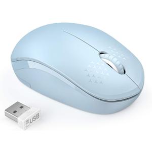 Wireless Mouse, 2.4G Noiseless Mouse with USB Receiver - seenda Portable Computer Mice for PC, Tablet, Laptop with Windows System (Light Blue)