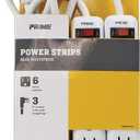 Prime Wire & Cable PB8100X2 6-Outlet Power Strip with Right Angle Plug and 14-3 SJT 3-Feet Cord, 2-Pack,White