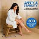EcoDecors 30 Inch Serenity Teak Shower Bench – Waterproof Bathroom Seat-Large Storage Shelf for Adults & Senior-Spa-Style Teak Wood Stool-Non-Slip Feet-Elegant Finish-300 Pound Capacity