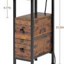 LOAKEKEL Narrow Nightstand with Charging Station, End Tables Living Room Set of 2, Skinny Side Table with Fabric Drawers, Slim Sofa Table for Bedroom, Small Spaces, Couch, Rustic Brown, HETNDP02PBR