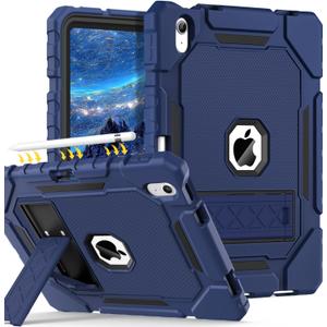 Grifobes for iPad A16 Case 11th Generation 11 inch 2025 / iPad 10th Generation Case 10.9 inch 2022, Heavy Duty Military Grade Shockproof Cover with Pencil Holder for i Pad 11/10 Gen (Navy Blue) (for iPad A16 11" / iPad 10th Generation 10.9, NavyBlue / Black)