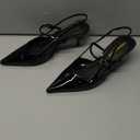 DREAM PAIRS Mary Jane Shoes Women Kitten Slingback Pointed Closed Toe Heels Dress Party Casual Comfortable Pumps Shoes (9, Black-Pat)