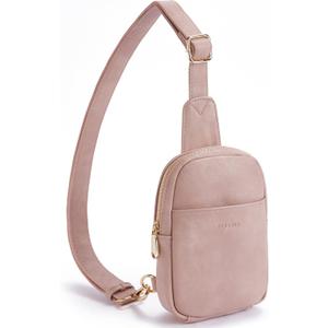 Telena Small Sling Bag for Women Leather Crossbody Fanny Packs Chest Bag for Women (1-dusty Pink)