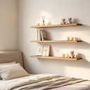 Light Wood Floating Shelves For Wall Shelves For Bedroom, 36 Inch Set Of 4