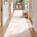 2x10 Runner Rug, Long Hallway Rugs for Dining Room, Living Room, Bedroom, Machine Washable Kitchen Carpet Runner with Rubber Backing, Soft Low Pile Indoor Rug(2'x10', Pink/White)