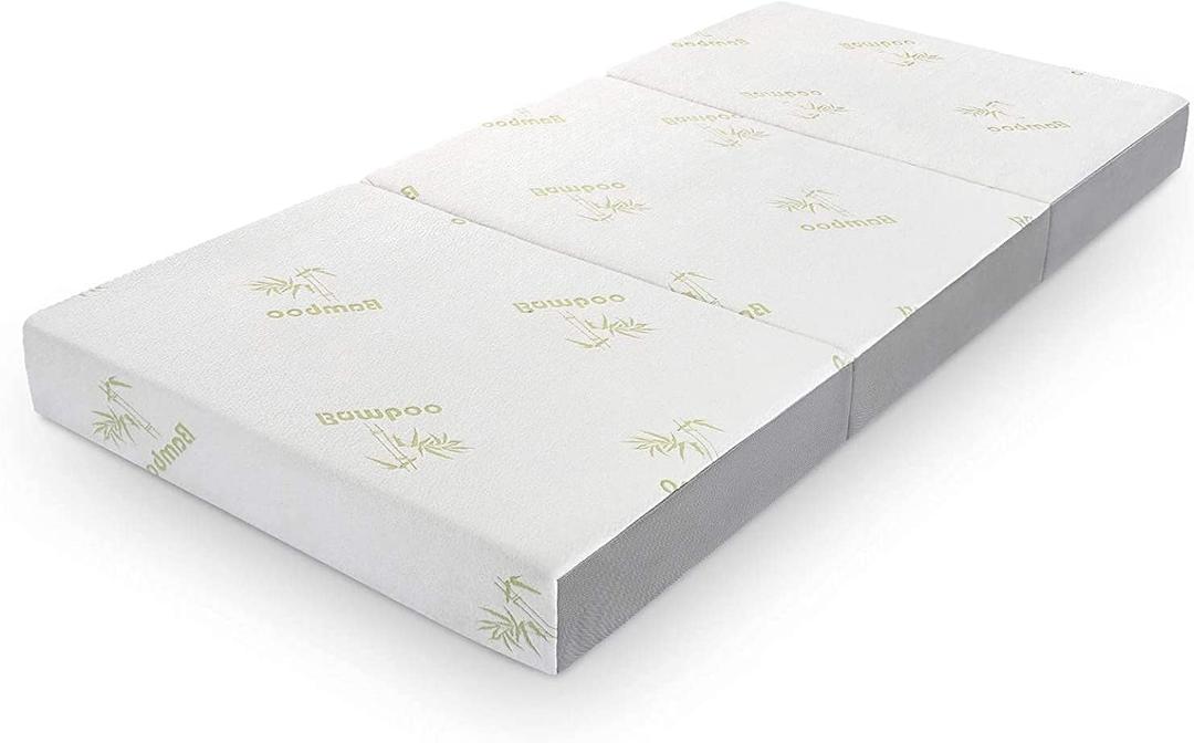 Inofia Folding Mattress, 6 Inch Trifold Memory Foam Mattress with Ultra Soft Removable Cover, Non-Slip Bottom & Breathable Mesh Sides, Foldable & Portable - Cot Size (75" x 31" x 6")