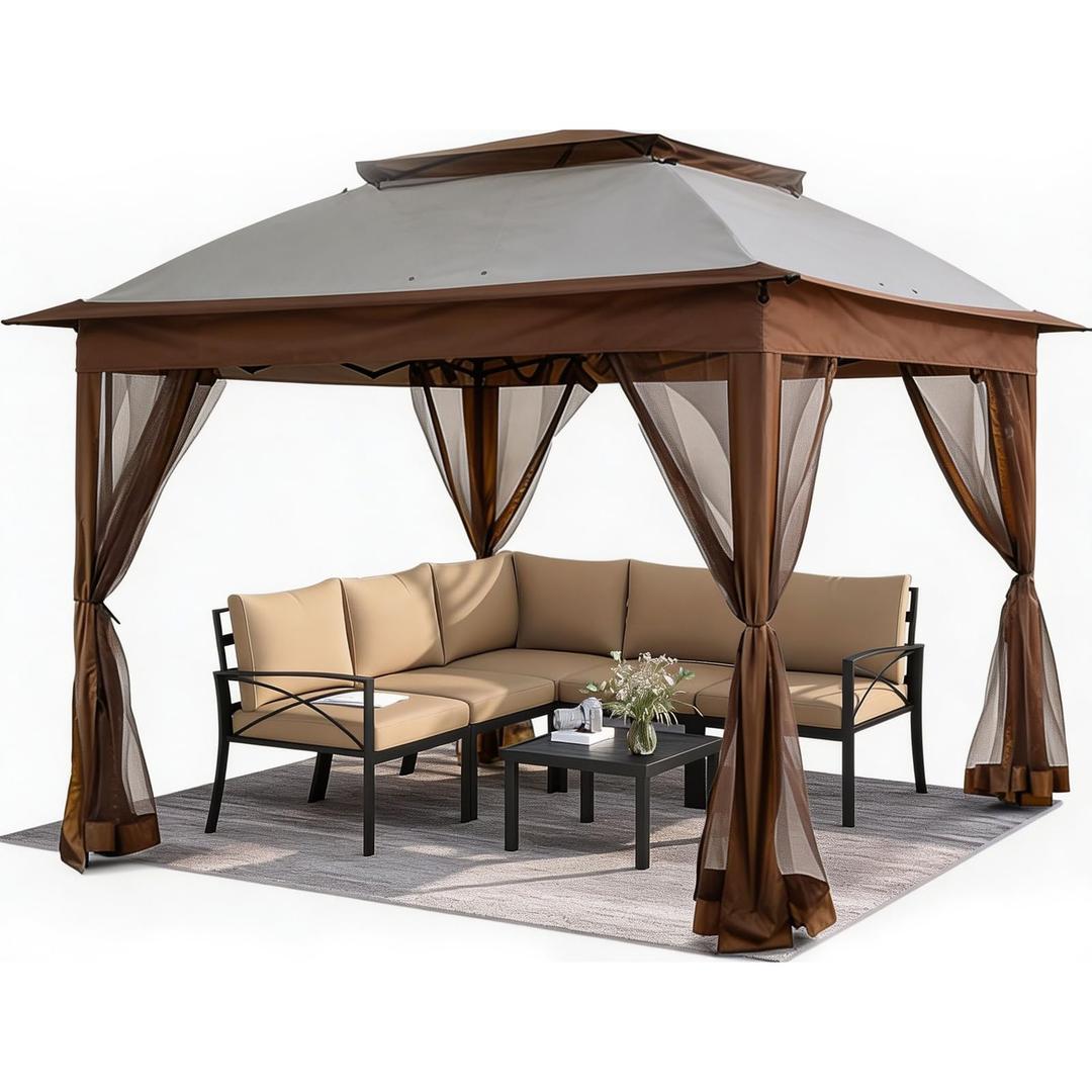 Solaroxy 10' x 10' Pop Up Gazebo Tent (Coffee)