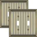 Metal Wall Plate for Electrical Outlets, Decorative Antique Brass Switch Plates Outlet Cover, Light Switch Cover Plate, 2-Gang Wall Plates (Double Toggle, 2 Pack)