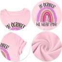 Breast Cancer Shirts for Women: in October We Wear Pink Tshirt Breast Cancer Awareness Tees Rainbow Ribbon Tops (Pink, M)