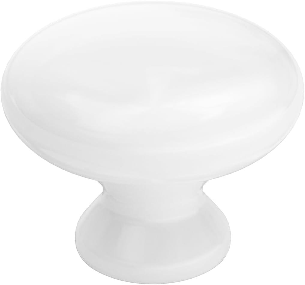 30 Pack Cabinet Knobs, Plastic Round Drawer Knobs, White Single Hole Kitchen Drawer Dresser Hardware