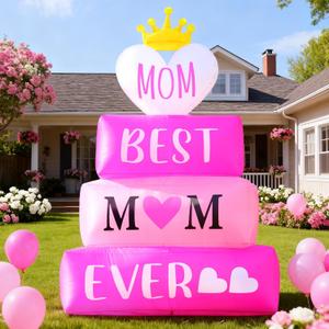 DomKom 6ft Mothers Day Inflatables, Mother's Day Blow up Outdoor Decorations, Build-in LED Lights for Garden, Yard, Lawn, Outdoor, Holiday Decor