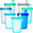 Youngever 7 Pack Kids Sippy Cups, Sippy Cups for Infant, Kids, Toddler, 7 Coastal Colors Sippy Cups
