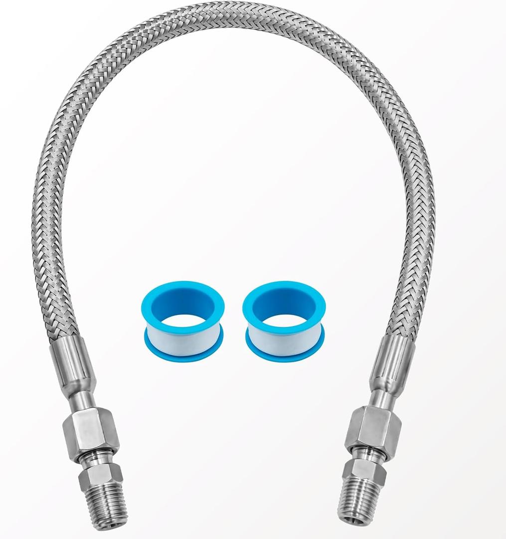 air compressorjumper hose 1/4" NPT Male x 20" Length 750F 450 PSI Both Sides Fittings Rotate Freely Flexible Whole body Stainless Steel Metal Hose