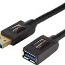 Amazon Basics 2-Pack USB 3.0 Extension Cable, A-Male to A-Female, 4.8Gbps High-Speed, Gold-Plated Connectors, 6 Foot, Black
