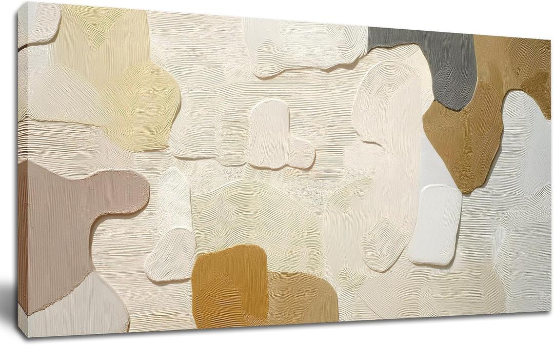 Tarfupth Large Abstract Neutral Wall Art for Living Room 20"x40" Beige and Brown Canvas Prints Minimalist Artwork for Bedroom Kitchen Home Office Decor Ready to Hang, 20L" x 40W"