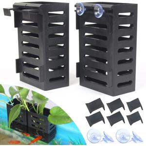 2 Pcs Aquarium Plant Holder, Fish Tank Plant Holder with Hooks and Suction Cups, Aquarium Planter Cups for Emersed Plants, Suitable for Aquatic Plant Cultivation and Water Feature Decoration.