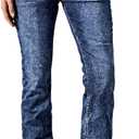 Flamingals Straight Leg Mid Waist Wash Casual Jeans for Women Distressed Stretchy Denim Pants M