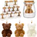 MTLEE 20 Sets Bear Baby Shower Favors Party Candle Mason Jar Wax Candle Bulk for Guest Baby Shower Boys Girls Wedding Gender Reveal Party Decorations (White and Brown)