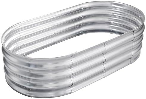 TATAANTY Galvanized Raised Garden Bed for Outdoor: 4X2X1ft Durable Metal Vegetable Plant Container Kit - Oval Planter Box for Gardening Flower Trough, Missing Screws